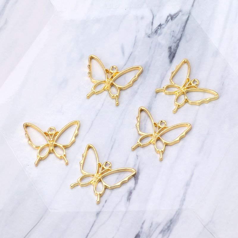 FLGO*5Pcs Butterfly Resin Blank Frame Pendants Bezel Cabochon Setting Jewelry Making