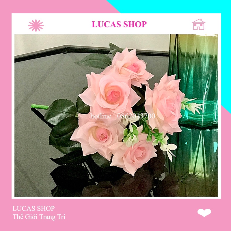 Cụm Hoa Hồng Cánh Xoắn 30cm 7 Nhánh (Kèm Lá)  Decor Nhà Cửa, Trang Trí Chụp Ảnh