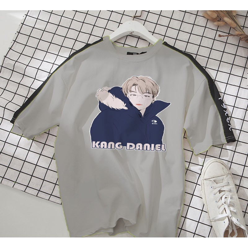 Áo thun Cotton Unisex - Fan Wanna One Hàn Quốc - K-Pop - Chibi - Kang Daniel mặc áo bông