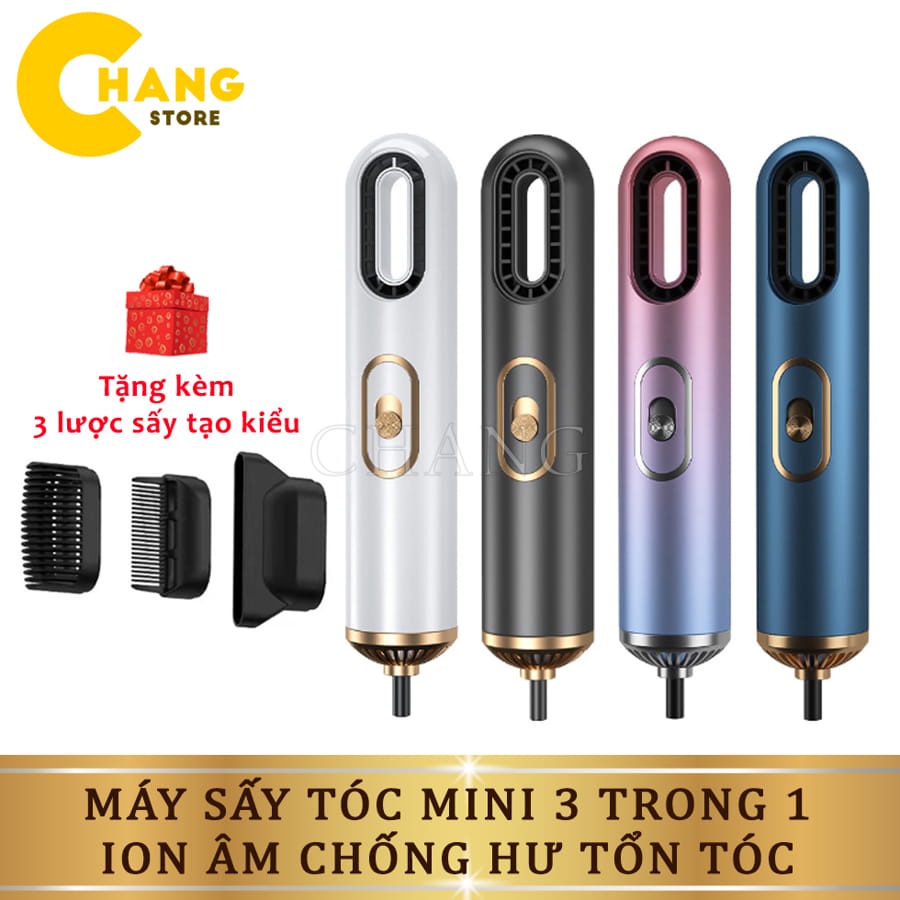 Máy Sấy Tóc Đa Năng Không Cánh 3 Đầu Lược, Sấy Ion Âm Nuôi Dưỡng Tóc, Phục Hồi Và Ngăn Tóc Hư Tổn