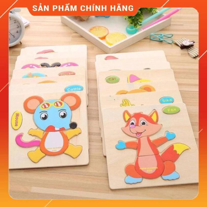 [RẺ NHẤT] Combo 10 Bức Tranh 3D Ghép Hình Động Vật Có Tiếng Anh Giúp Bé Vừa Học Vừa Chơi