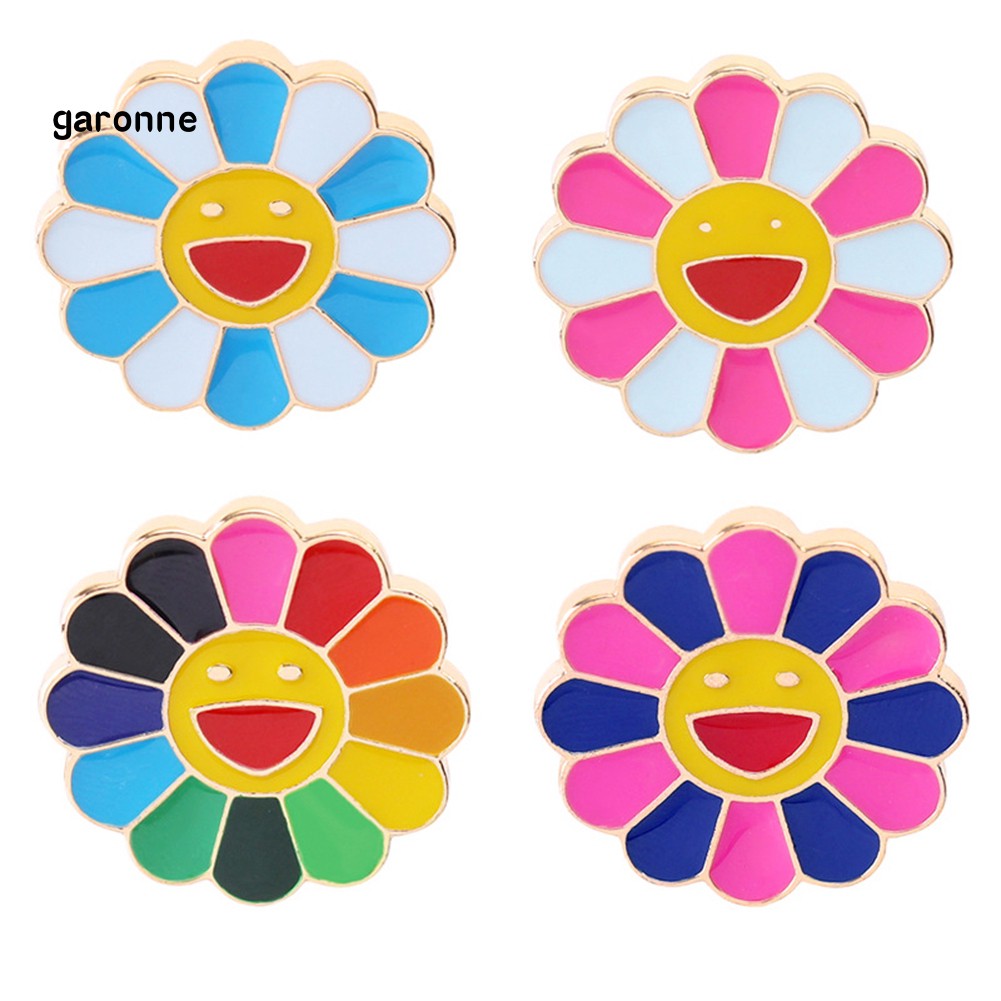 GA_Colorful Sunflower Smile Brooch Pin Collar Badge Bags Jewelry Clothes Decor