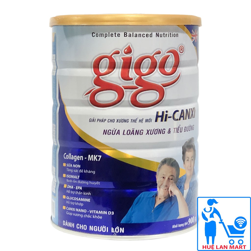 [CHÍNH HÃNG] Sữa Bột Gigo Hi-Canxi Collagen-MK7 Hộp 900g (Ngừa loãng xương và tiểu đường)