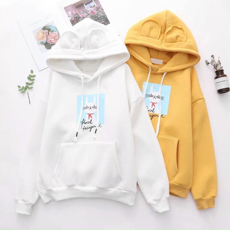 ÁO HOODIE NỮ ❤️FREESHIP❤️ áo khoác hoodie VẢI NỈ NHIỀU MÀU IN HÌNH MÈO CUTE AO HOODIE FREE SIZE DƯỚI 60KG