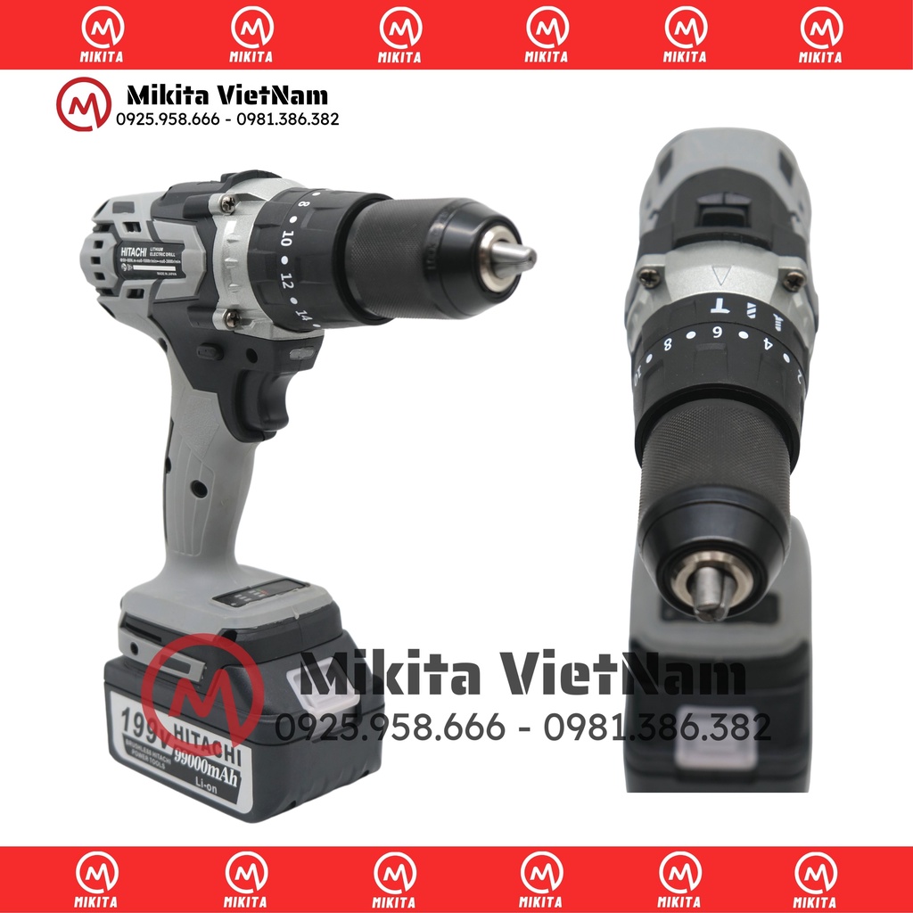 Máy Khoan Pin HITACHI 199V Động Cơ Không Chổi Than, Đầu Auto Lock 13mm