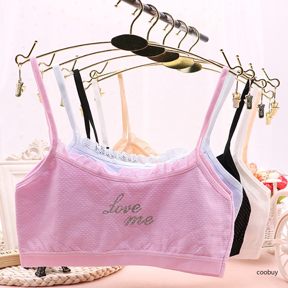 Áo lót không gọng không đường may thoáng khí in họa tiết chữ thời trang dành cho bé gái