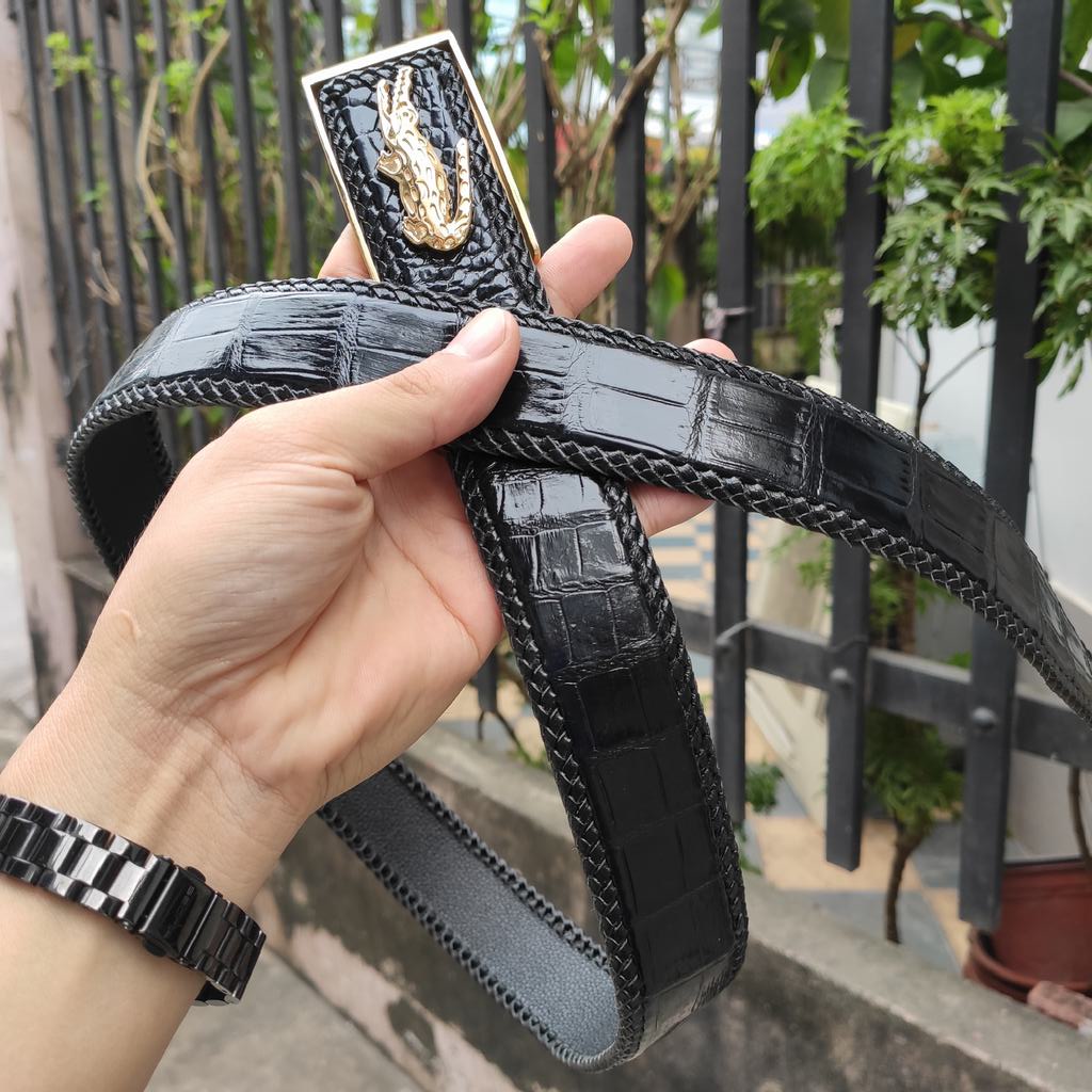 Nịt cá sấu  mặt khóa hình cá sấu thép ko gỉ. Da Bụng Liền Tấm Đan Viền!