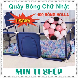 [TẶNG 100 BÓNG] QUÂY BÓNG CHO BÉ, QUÂY CŨI CHỮ NHẬT KIÊM NHÀ BÓNG, CÓ BÓNG RỔ 1m2x2m3
