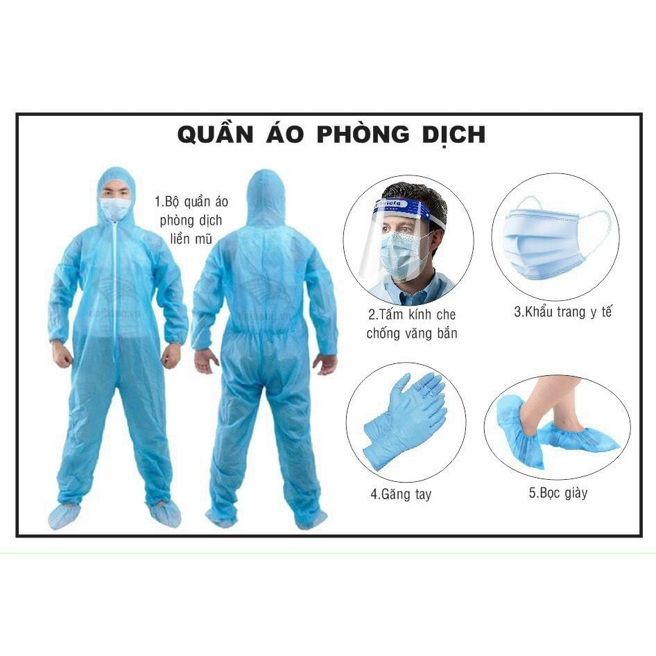 Bộ bảo hộ y tế phòng dịch 7 món kèm khẩu trang N95 găng tay faceshield
