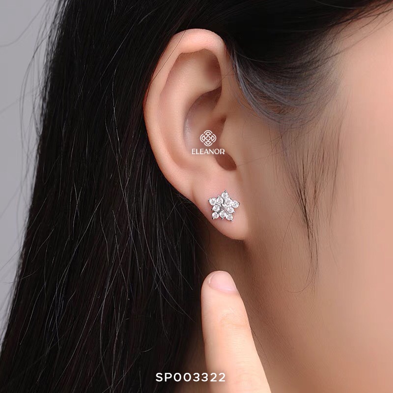 Bông tai nữ chuôi bạc 925 Eleanor Accessories hình hoa tuyết phụ kiện trang sức 3322