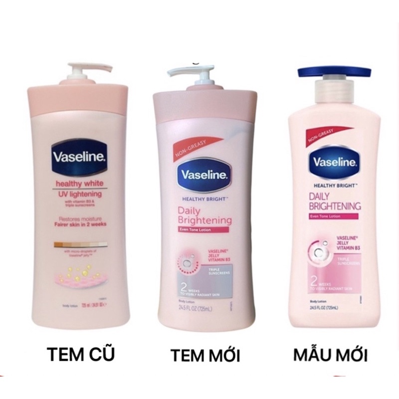 [CÓ ĐỦ 3 MẪU NHƯ HÌNH] Sữa dưỡng thể Vaseline Healthy Bright Daily Brightening Even Tone Lotion 725ml