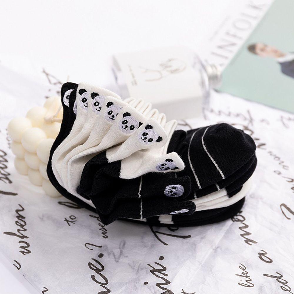 Aaron1 Vớ Cotton Cổ Thấp Thêu Họa Tiết Màu Trắng Đen Thời Trang Xuân Hè Cho Nữ