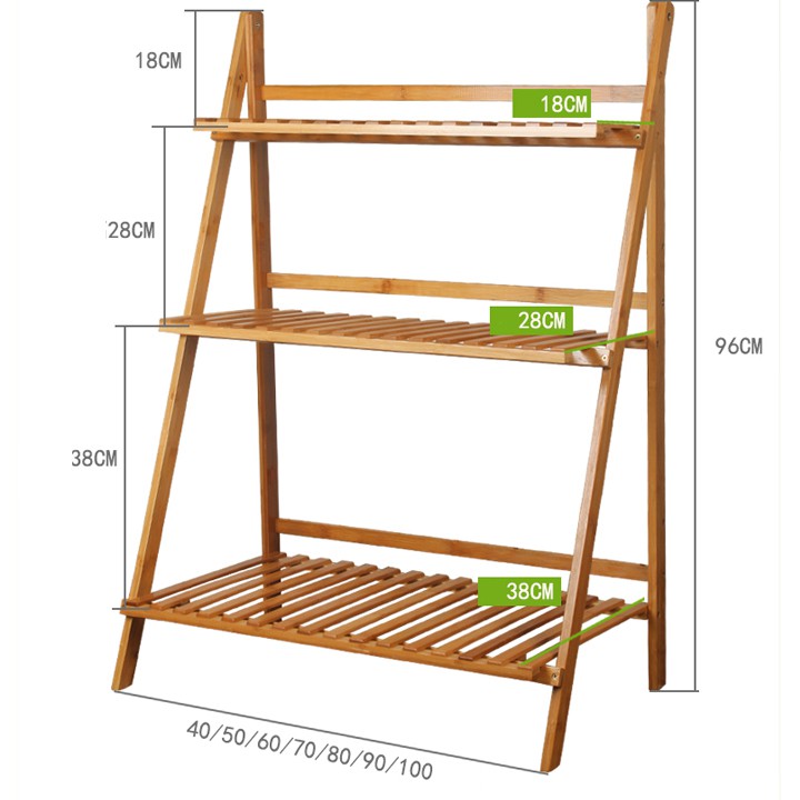 Kệ trang trí bằng tre 3 tầng 70x40x96cm