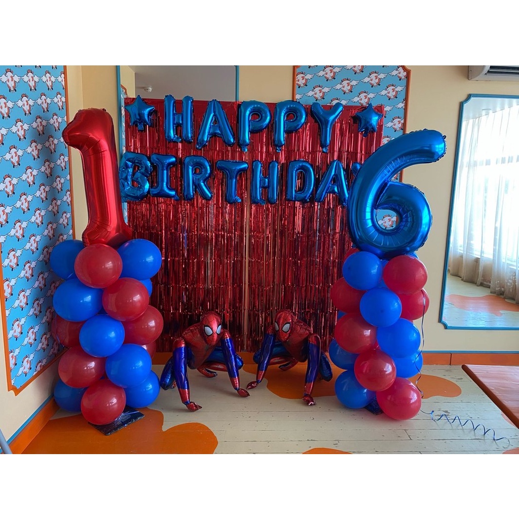1 Set 42 Bóng Bay Hình Người Nhện 3D Trang Trí Tiệc Sinh Nhật Cho Bé
