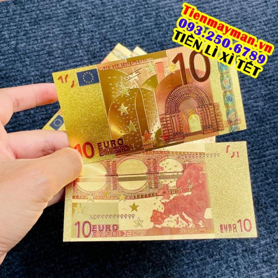 Tờ Tiền Kỉ Niệm 10 EURO Plastic Mạ Vàng Lì Xì Tết May Mắn