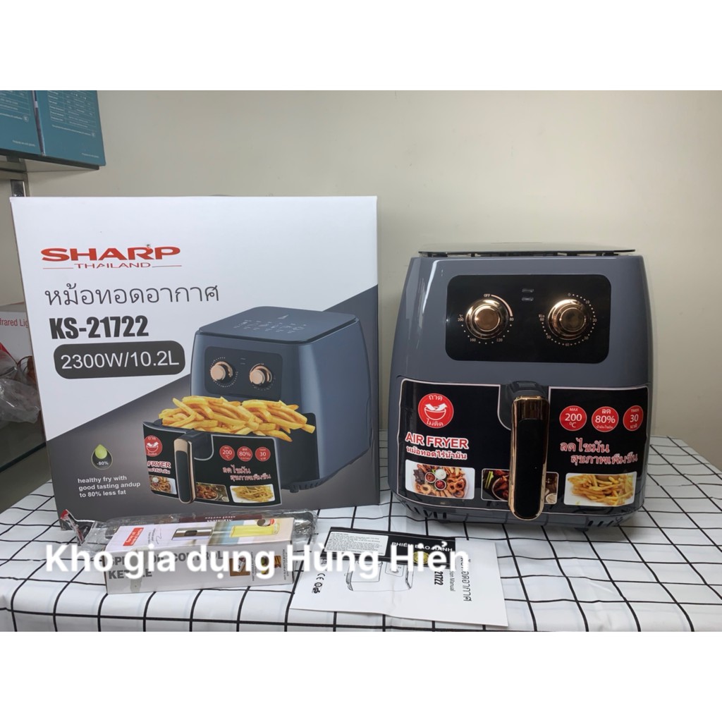 [Mã CHUTHI002 giảm 8%] Nồi Chiên Không Dầu Sharp KS - 21722 10.2L  Bảo Hành 12 Tháng - Hàng Chính Hãng