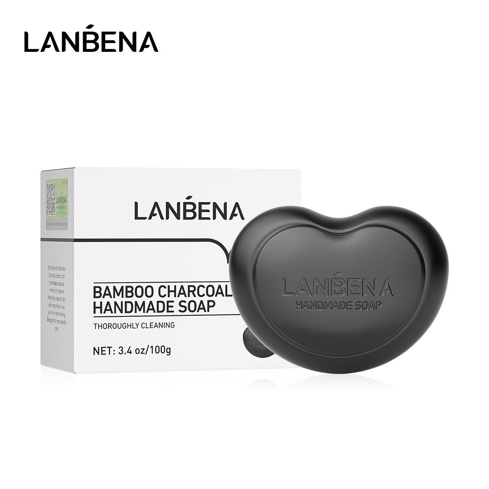 Xà phòng rửa mặt thủ công Lanbena chiết xuất than tre làm sạch sâu loại bỏ dầu và mụn đầu đen chăm sóc làm sáng da 100g
