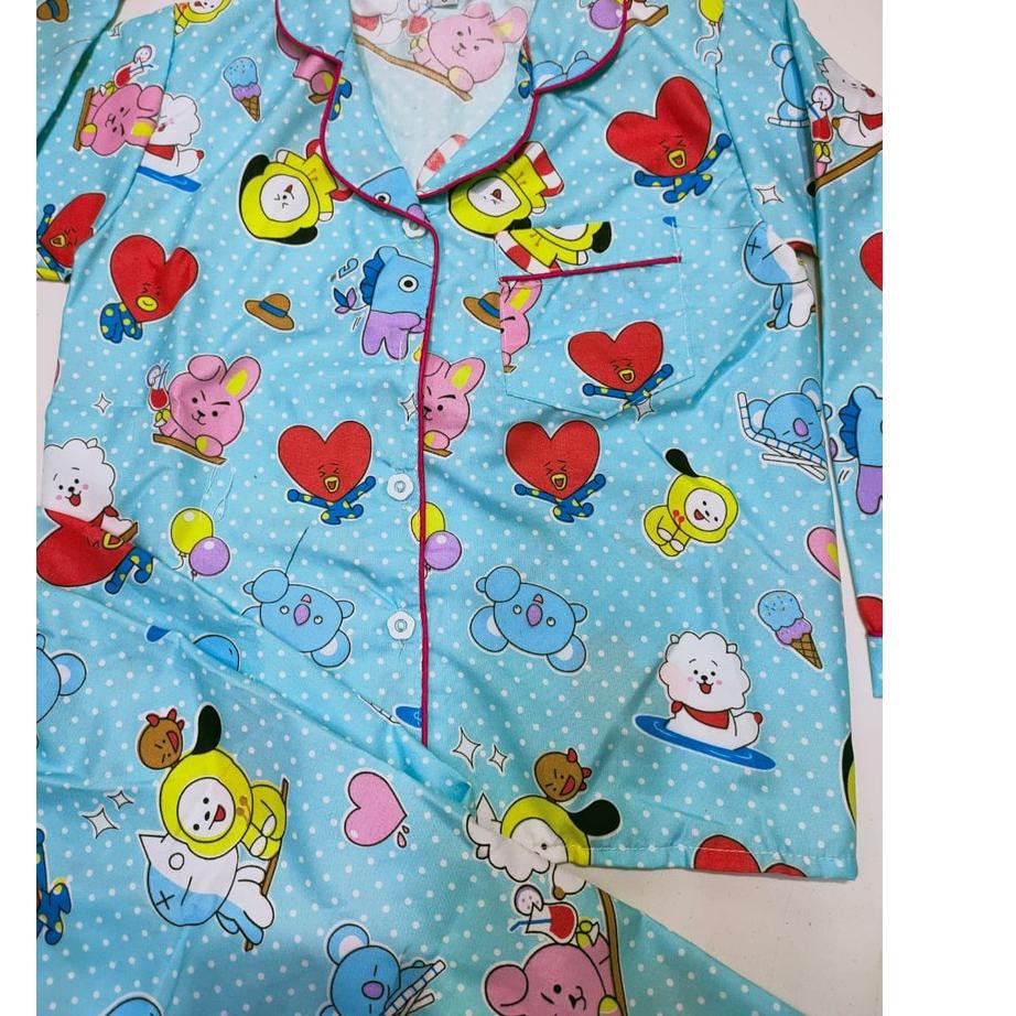 Bộ Đồ Ngủ Pijama Dài Tay In Họa Tiết Bt21 Dễ Thương Cho Bé