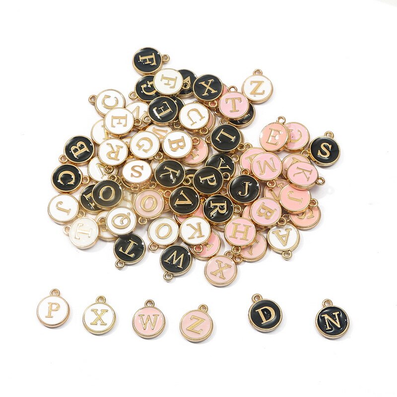 Bộ 10 mặt dây chuyền hình chữ cái từ A-P tráng men in 2 mặt