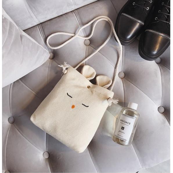 Túi tote mini ULZZANG dây rút hàn quốc vải đeo chéo canvas bag giá rẻ đẹp đi học Herbagstore HB03