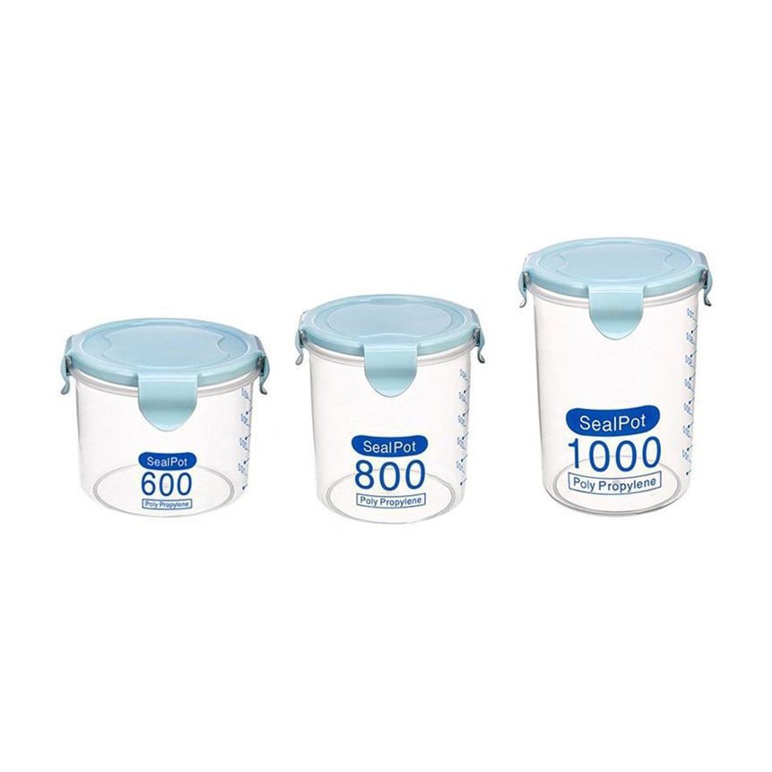 Set 3 Hộp Nhựa Đựng Thực Phẩm, Gia Vị Các Kích Thước Sealpot  Chống Tràn Để Tủ Lạnh Có Vạch Chia Định Mức