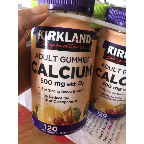 Hàng Mỹ (đủ Bill ) Kẹo dẻo Canxi Kirkland Signature Adult Gummies Calcium 500mg D3 – 120 viên