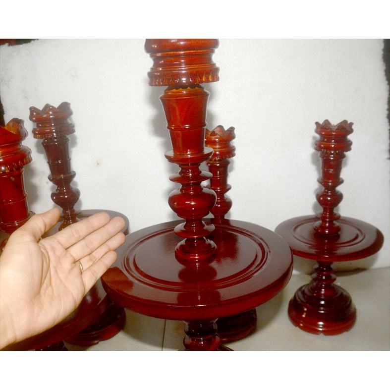 Cặp chân đèn thờ bằng gỗ thờ cúng bàn thờ cửu huyền