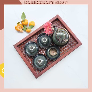 Khay đựng ấm chén bằng gỗ - để bàn trà - handicraft shop