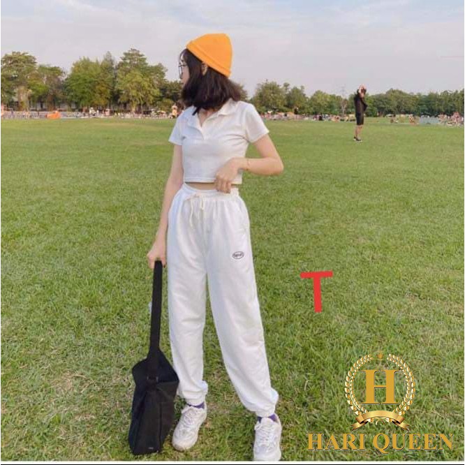 [FREE SHIP ĐƠN TỪ 50K] Sét áo polo croptop + quần Spun DTR0520 1