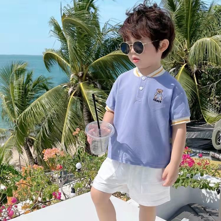 [Babycat] Áo Thun polo Tay Ngắn Phong Cách Phương Tây Hàn Quốc Kiểu Mỏng Thời Trang Mùa Hè Dành Cho Bé Trai 2022