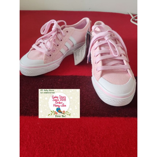 Giày Adidas hồng hàng auth chất vải size 36.5 new tag No Box