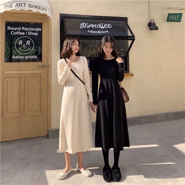 Váy len bo thân dáng dài
