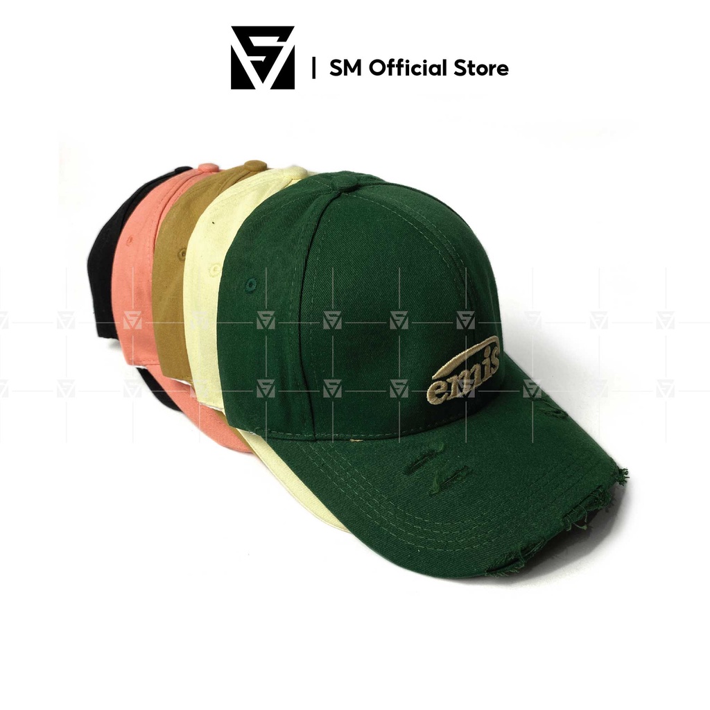 Mũ lưỡi trai nón kết rách thêu chữ Emis mũ nón thời trang nam nữ phong cách Hàn Quốc - Soulmate Store