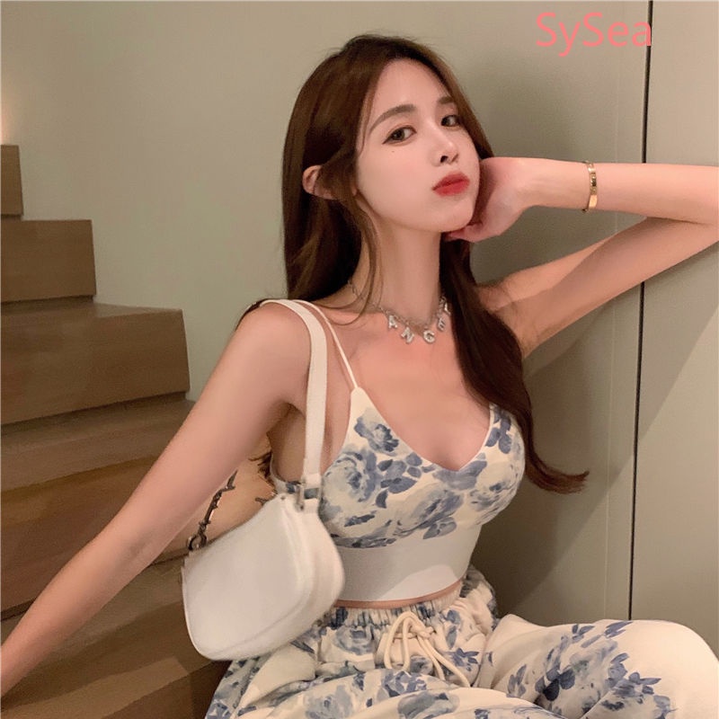 Set Áo Hai Dây + Quần Dài Dây Rút Thể Thao Thời Trang Mùa Hè Cho Nữ