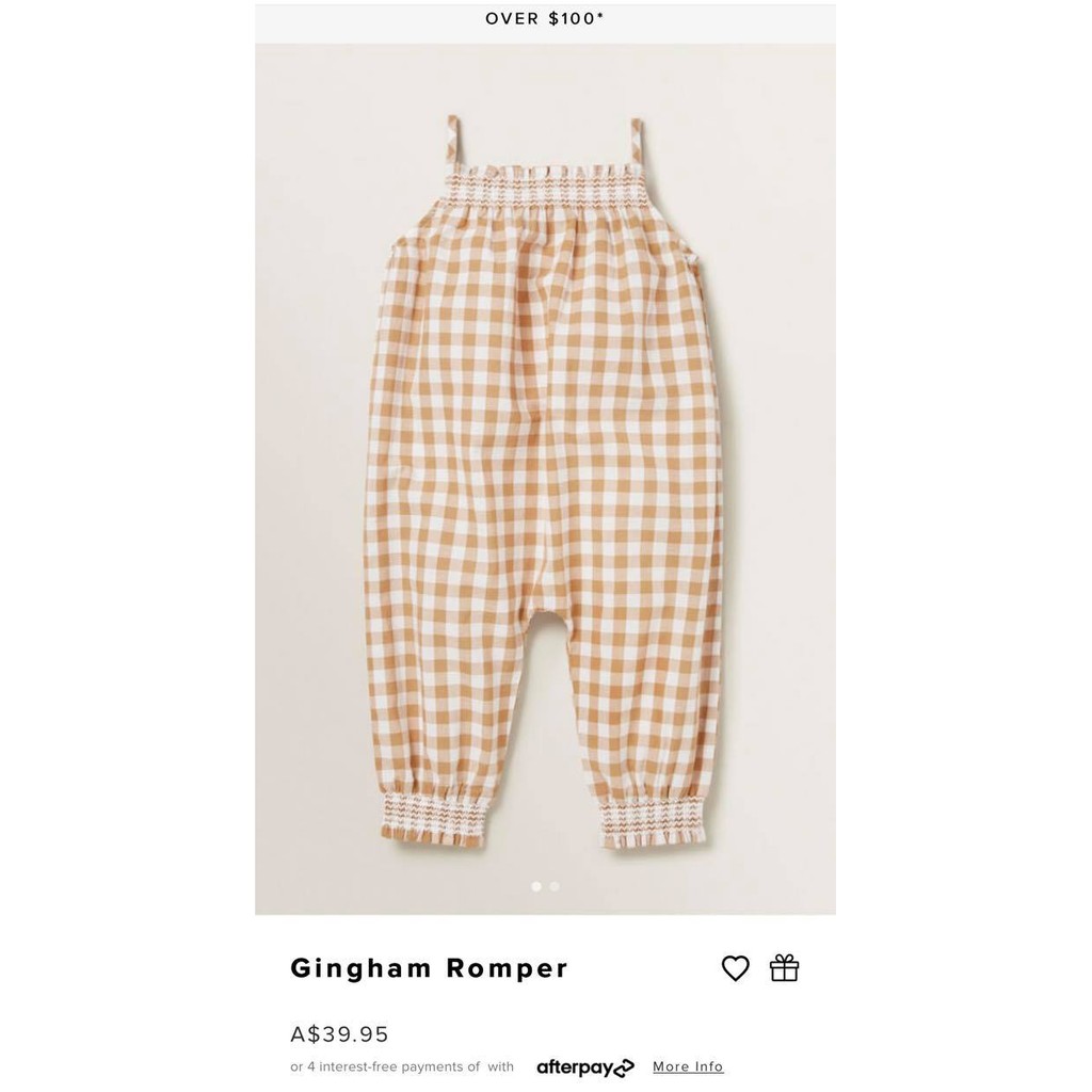 váy + romper gingham nâu tây