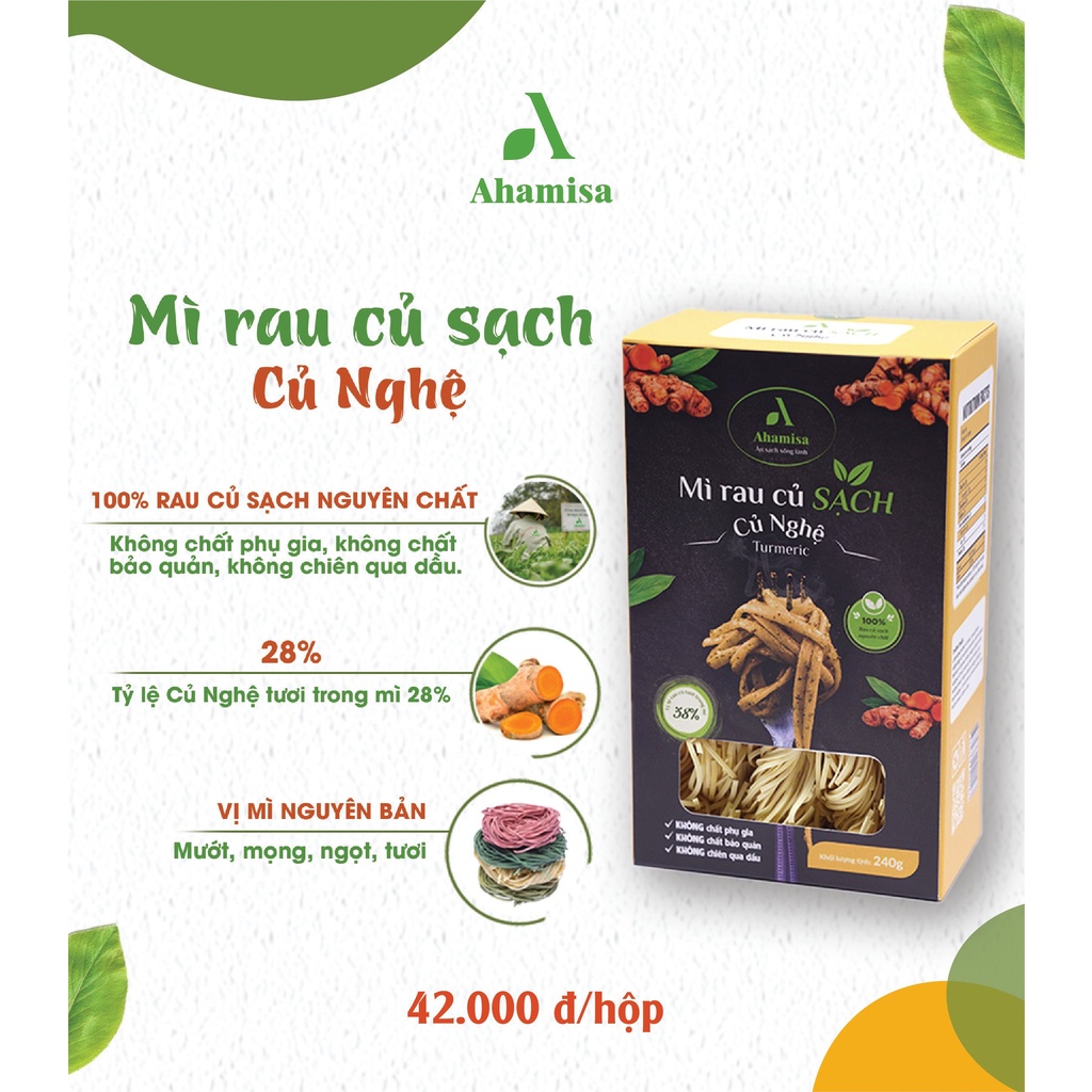 [Rẻ vô địch] Mì Rau Củ Sạch Củ Nghệ 240g Ahamisa