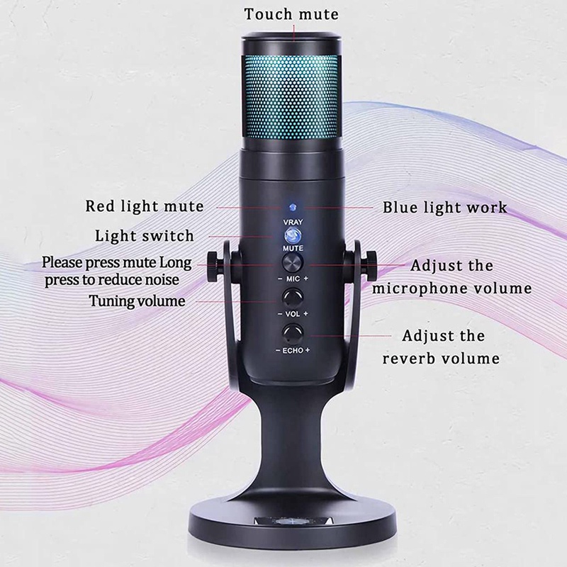 Micro để bàn cổng USB màu RGB dành cho Skype/YouTube/Karaoke/ game/game/gia đình