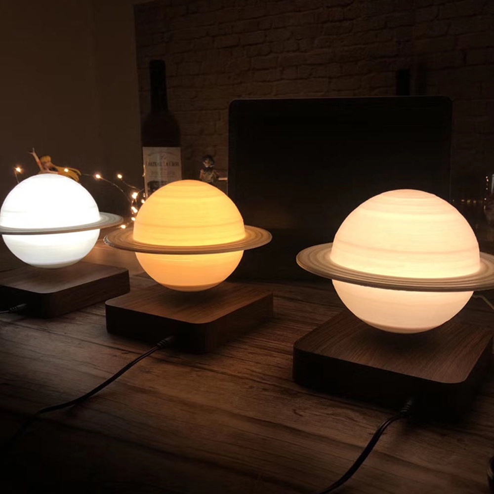 3D Bedroom Bedside Saturn Sphere Moon Night Light USB Charging Pat Lamp Decor
