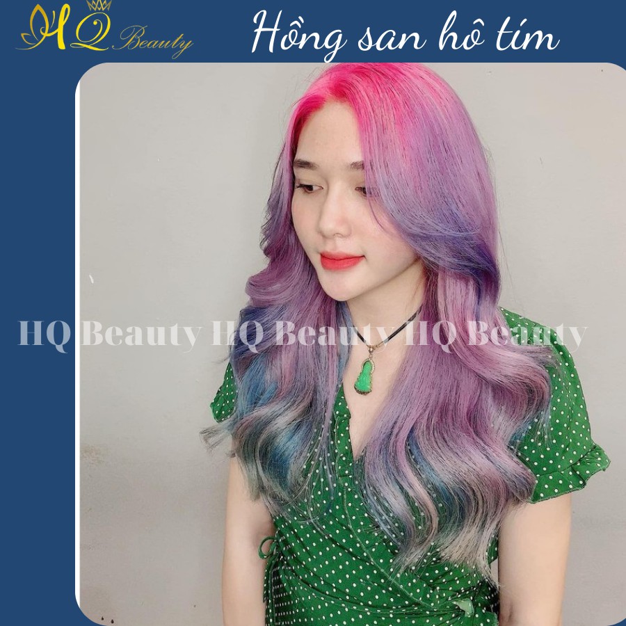 Nhuộm tóc màu Hồng san hô tím tại nhà đơn giản + tặng oxy trợ nhuộm