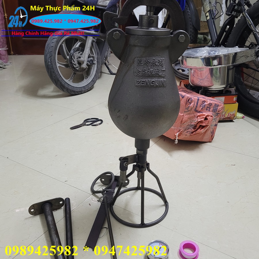 Đầu nổ gạo nung lửa loại 3kg quay tay bằng gang đúc nhập khẩu