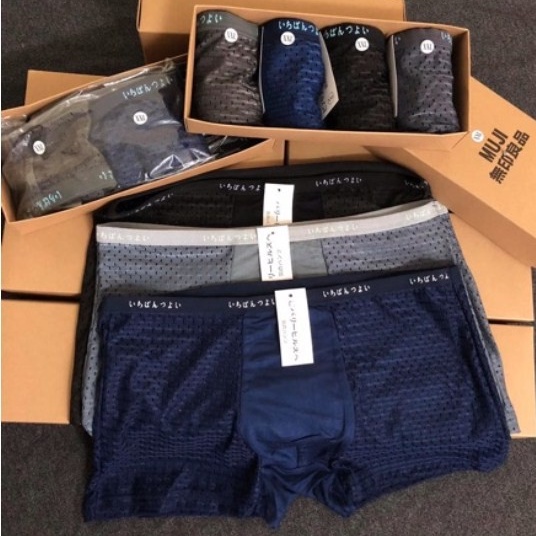 Hộp 4 QUẦN LÓT NAM-QUẦN SỊP ĐÙI thông hơi QN01 xuất nhật hàng cao cấp