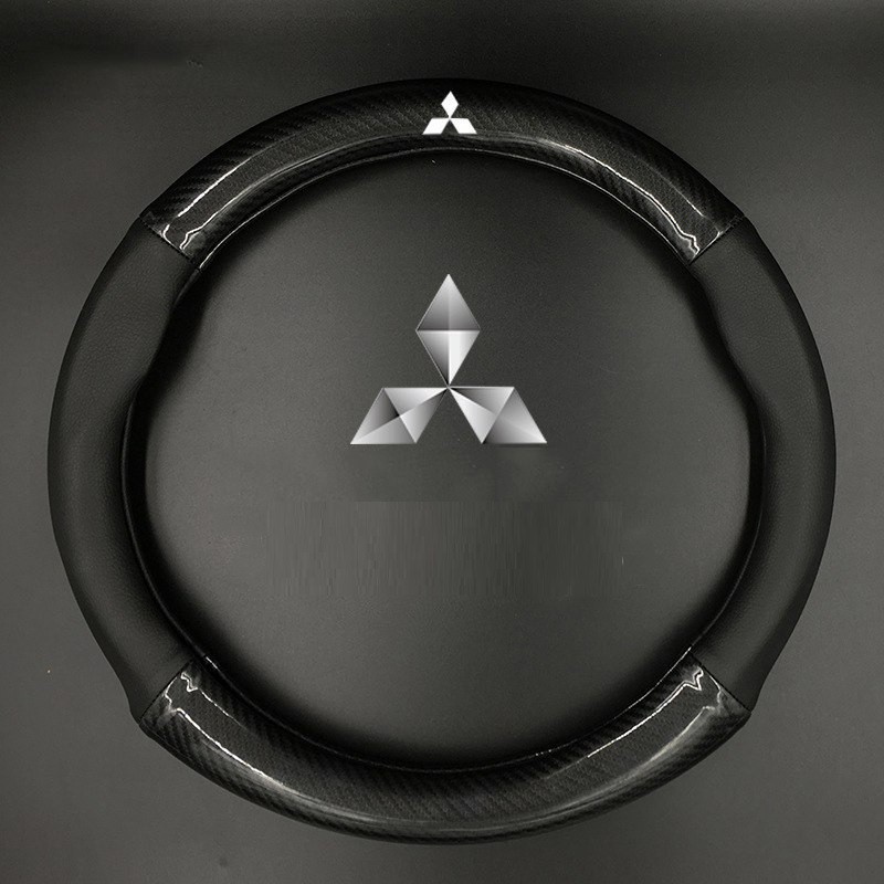 Bọc vô lăng, bọc da vô lăng carbon có logo Mitsubishi