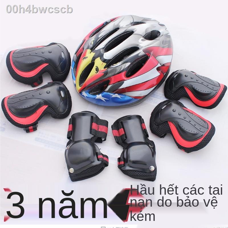 ❖ ❂ ❐♕┇Trượt patin trẻ em mũ bảo hiểm bộ đồ hộ xe đạp cân bằng an toàn đầy đủ giày miếng đệm đầu gối