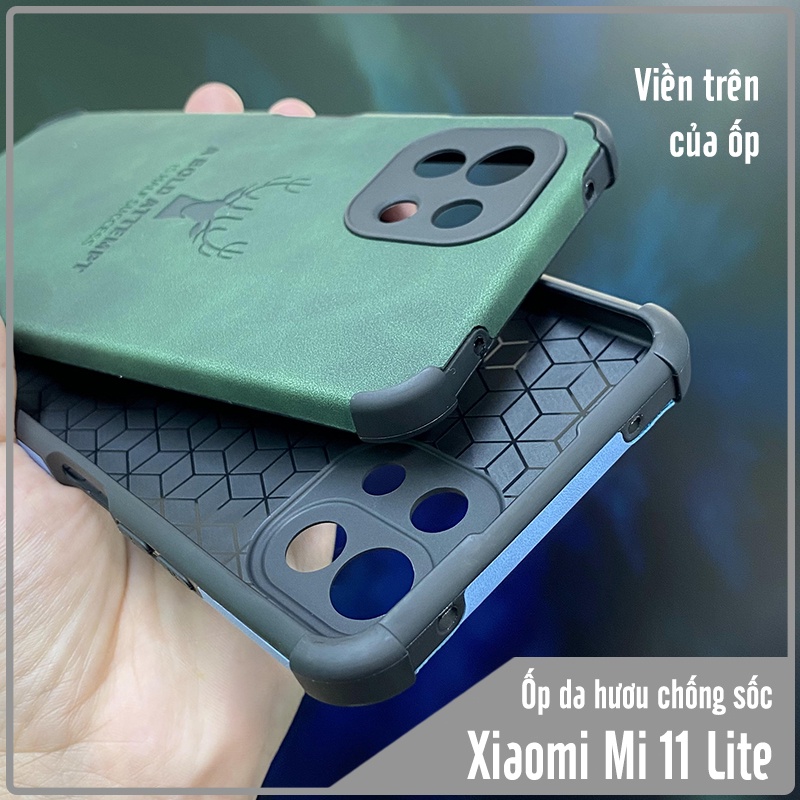 Ốp lưng cho Xiaomi Mi 11 Lite 4G - 5G - NE da hươu 4 góc chống sốc