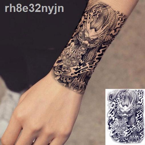 ✿▧Lửa kỳ lân dán hình xăm sói đầu dũng cảm hoa cánh tay vòi cánh tay bê màu nam và nữ không thấm nước hình xă