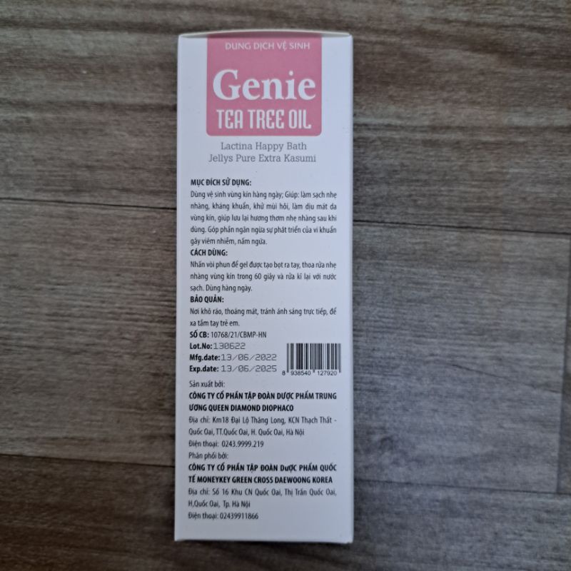 Dung dịch vệ sinh tạo bọt GENIE TEE TREE OIL - Trà xanh trầu không làm sạch kháng khuẩn ngăn ngừa viêm nhiễm