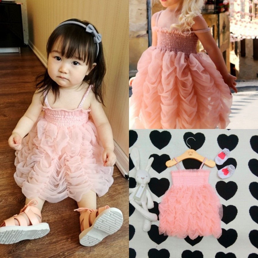 Đầm xòe dáng công chúa hai dây xinh xắn cho bé gái