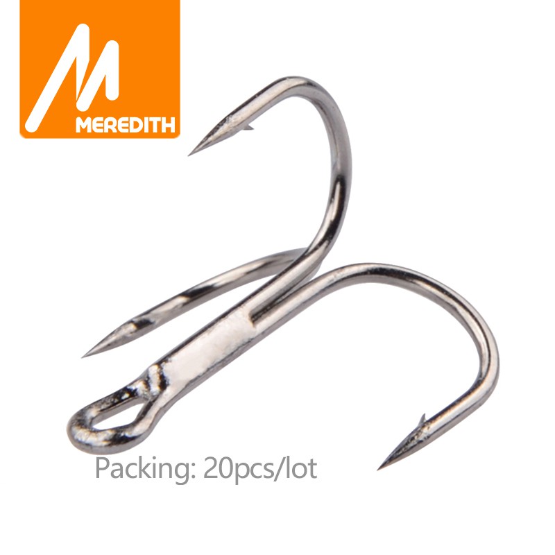 Set 20 móc câu bằng thép carbon cao cấp ba ngạnh tròn lật ngược uốn cong với nhiều loại tùy chọn 4 #6 #8 #