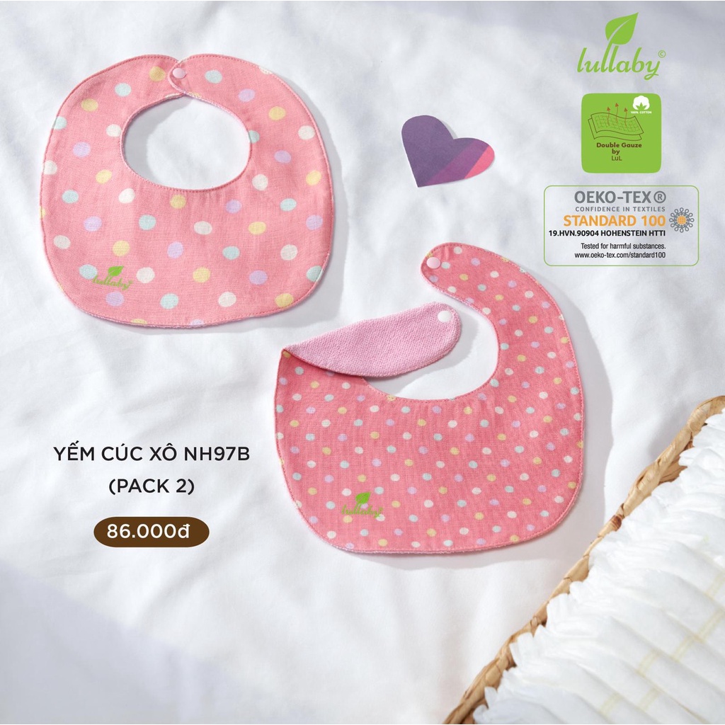 Yếm ăn Lullaby cotton cao cấp đính cúc, cột dây dễ dùng tiện ích cho bé trai bé gái NH97B NH116B