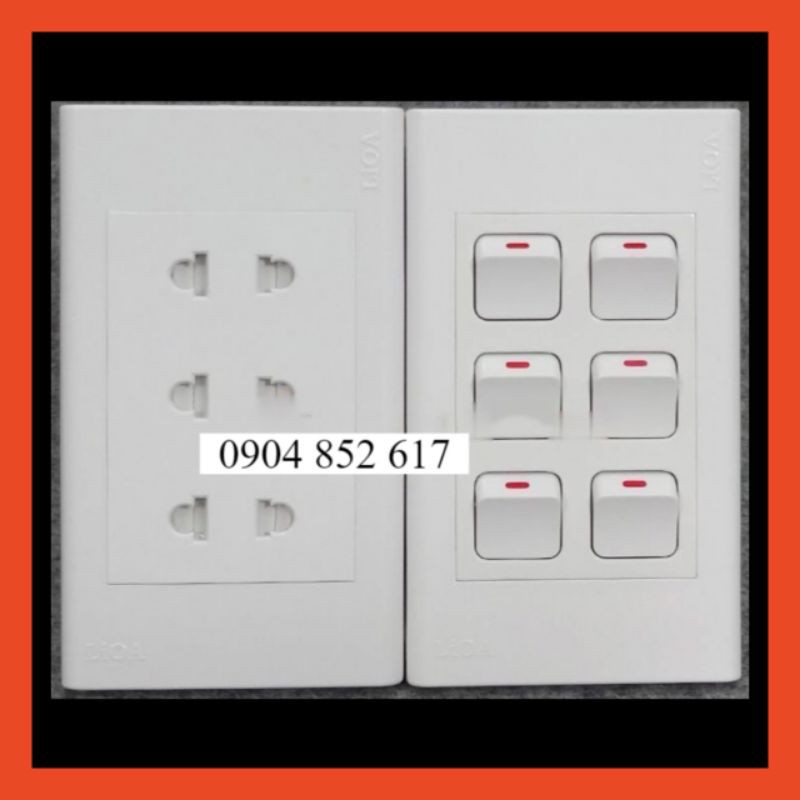 Combo ổ cắm điện ba 2 chấu LiOA 16A 3520W + 6 công tắc điện - Lắp nổi/